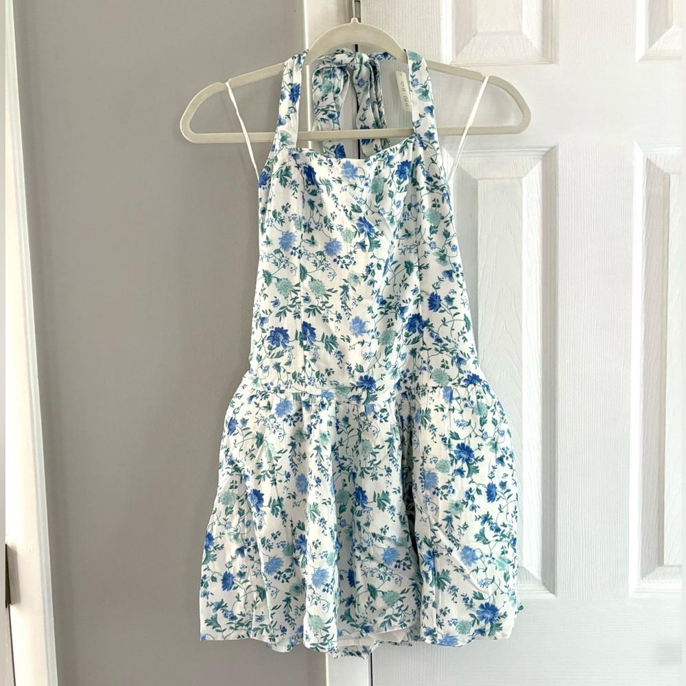 NWT Hollister floral print drop waist halter dress